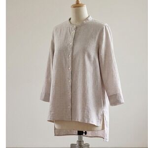 Poetry Hemp Organic Cotton Pinstripe Tunic Top Gray‎ White US 6 UK 10 UL07